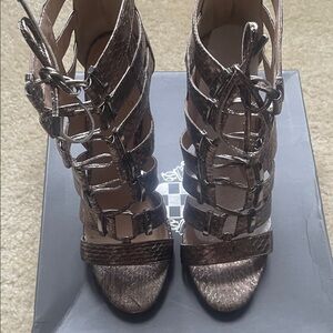 Vince Camuto Metallic Bronze Multi-Strap High Heel Sandals